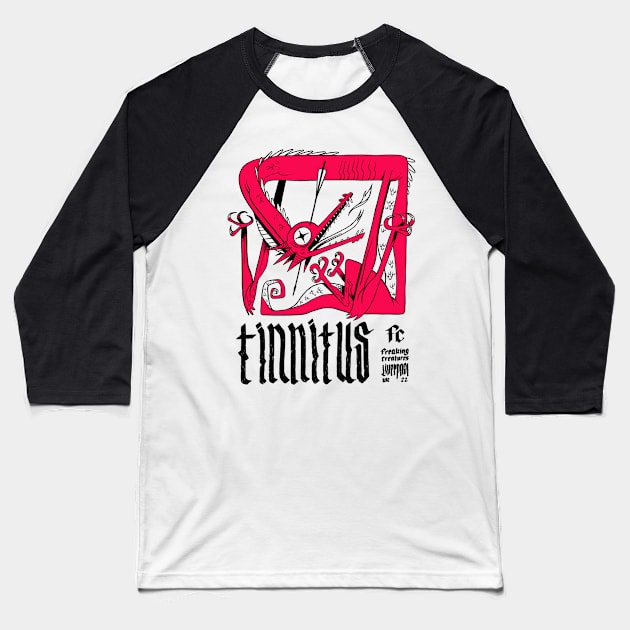 Tinnitus Dragon Baseball T-Shirt by Freaking Creatures